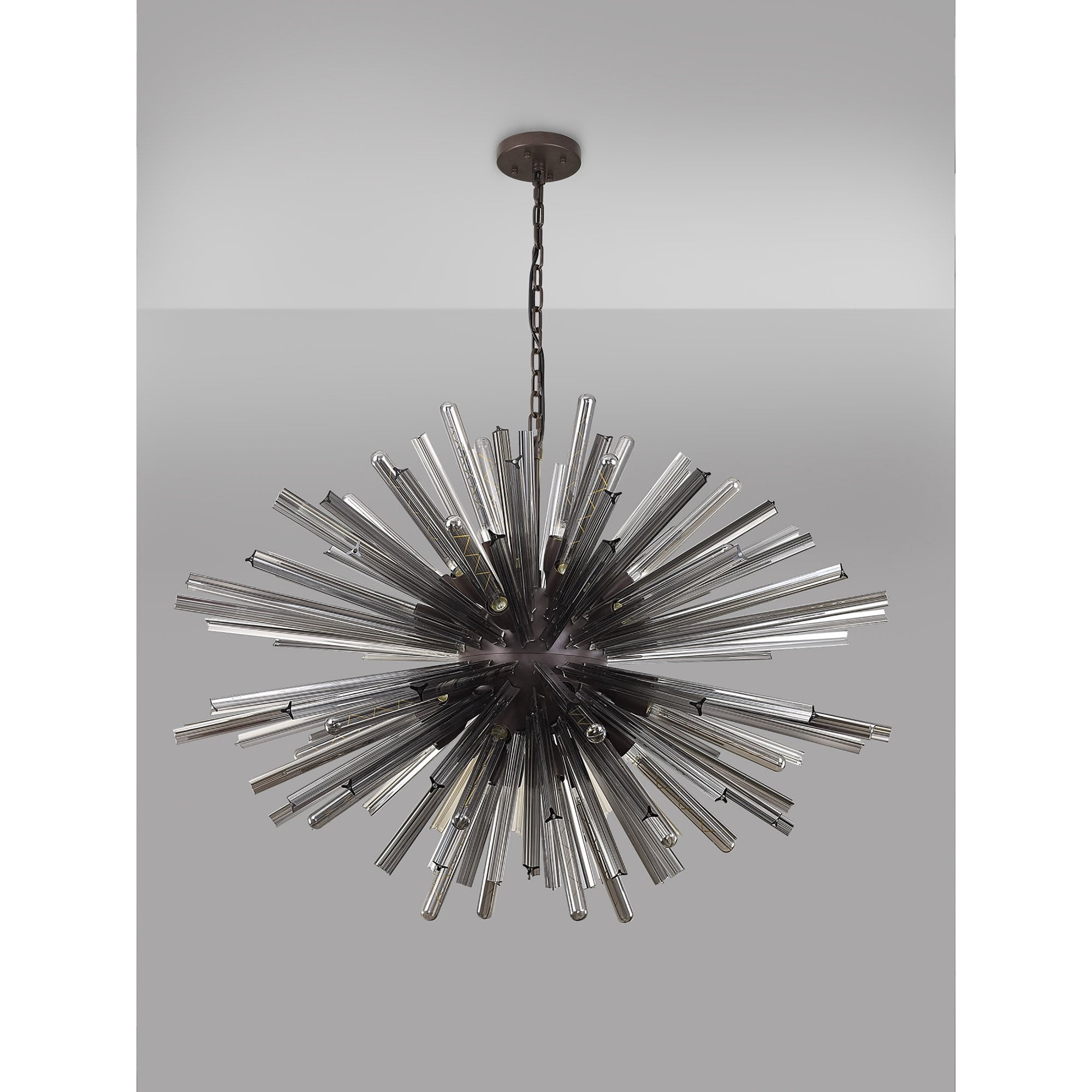 NL85319 Clover 32 Light Oval Pendant Brown Oxide / Smoke Glass