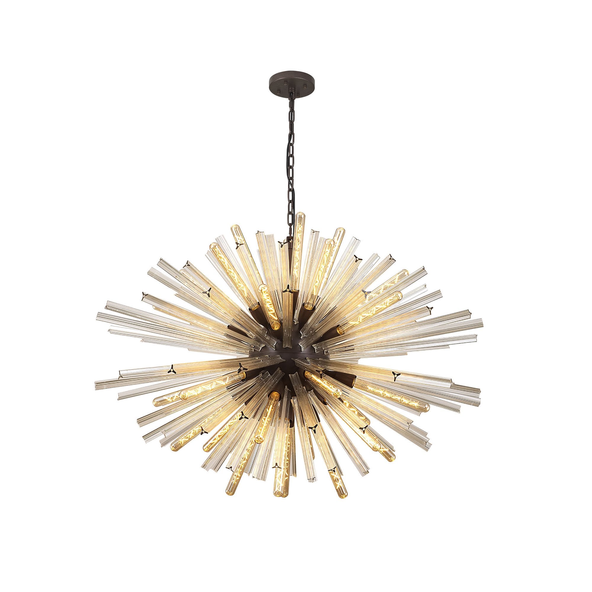 NL85329 Clover 32 Light Oval Pendant Brown Oxide / Champagne Glass
