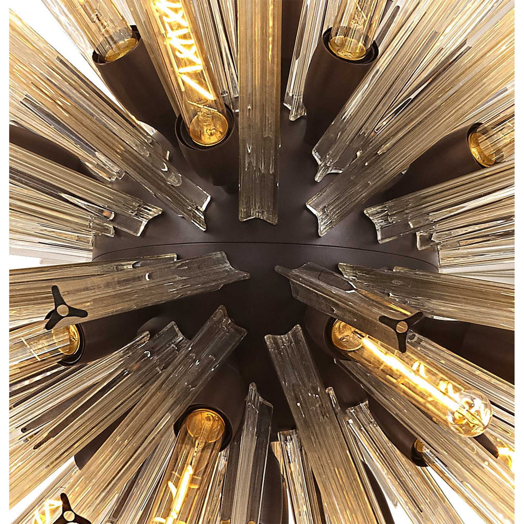 NL85329 Clover 32 Light Oval Pendant Brown Oxide / Champagne Glass