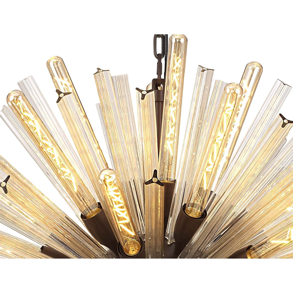 NL85329 Clover 32 Light Oval Pendant Brown Oxide / Champagne Glass
