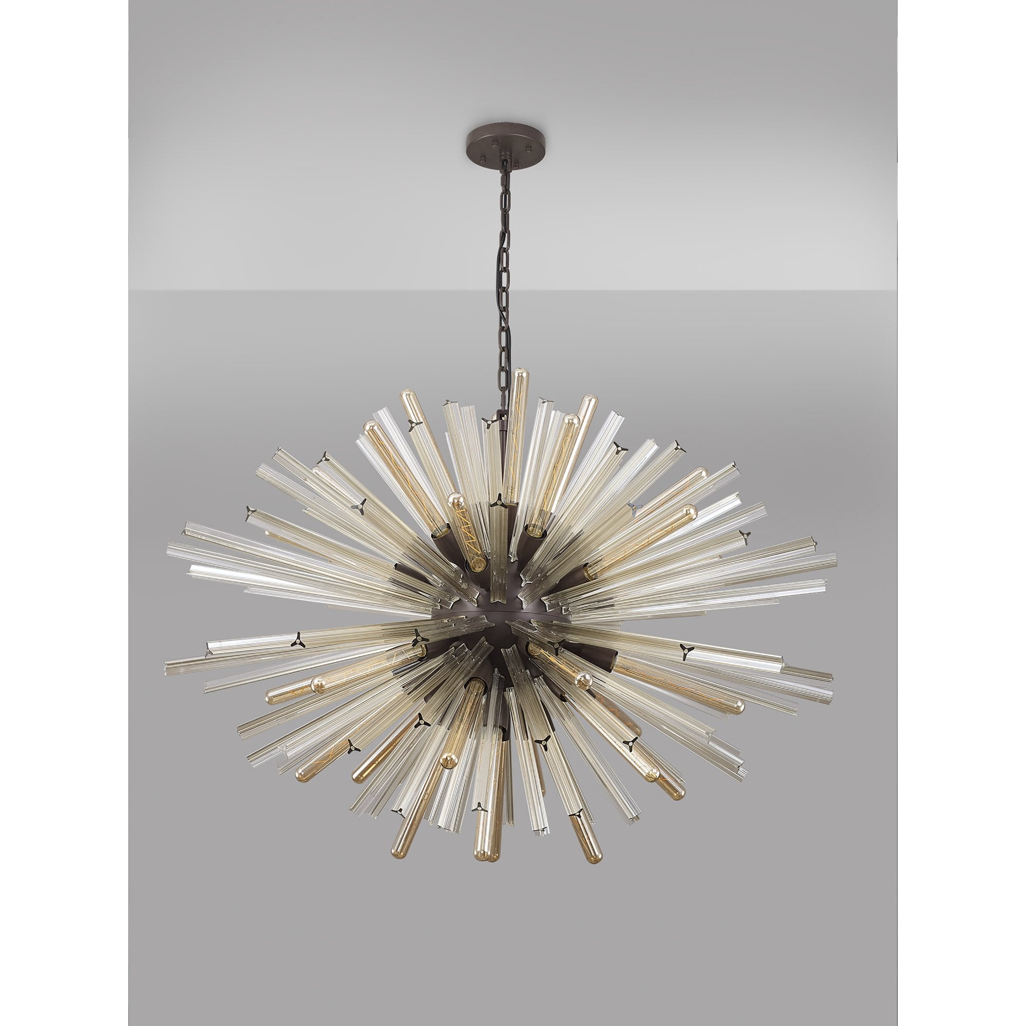 NL85329 Clover 32 Light Oval Pendant Brown Oxide / Champagne Glass