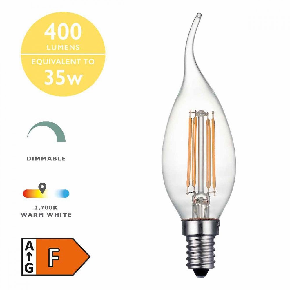 BUL-E14-LED-14-I E14 Coup De Vent 4w LED Single Bulb Warm White Dimmable