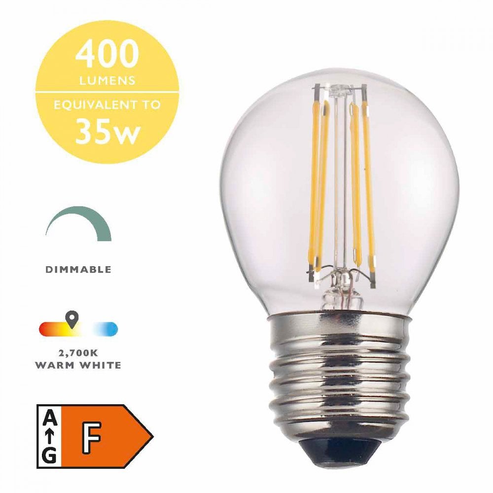BUL-E27-LED-22-I E27 Golf Ball 4w LED Single Bulb Warm White Dimmable