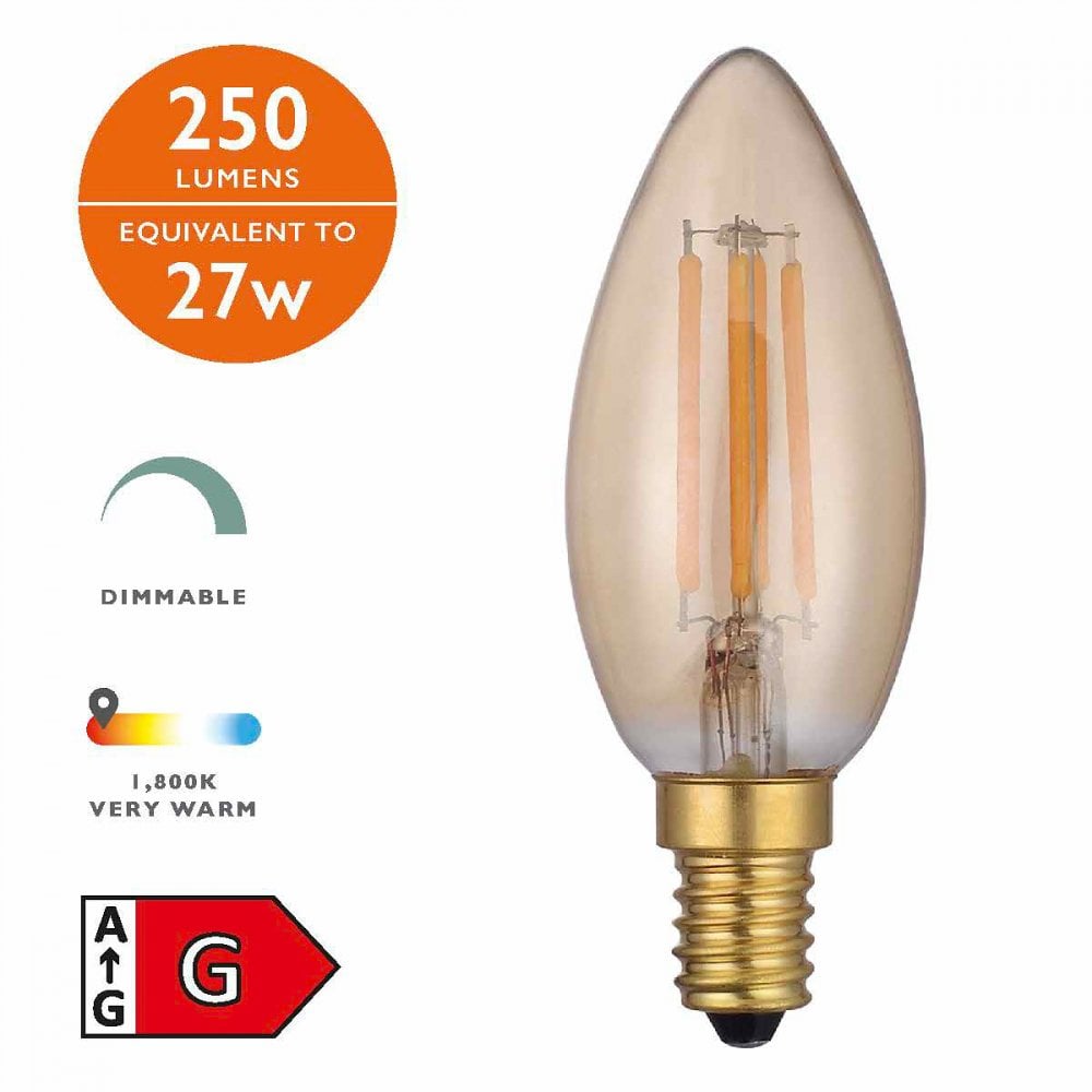 BUL-E14-LEDV-1-I E14 Vintage Candle 4w LED Single Bulb Very Warm Dimmable