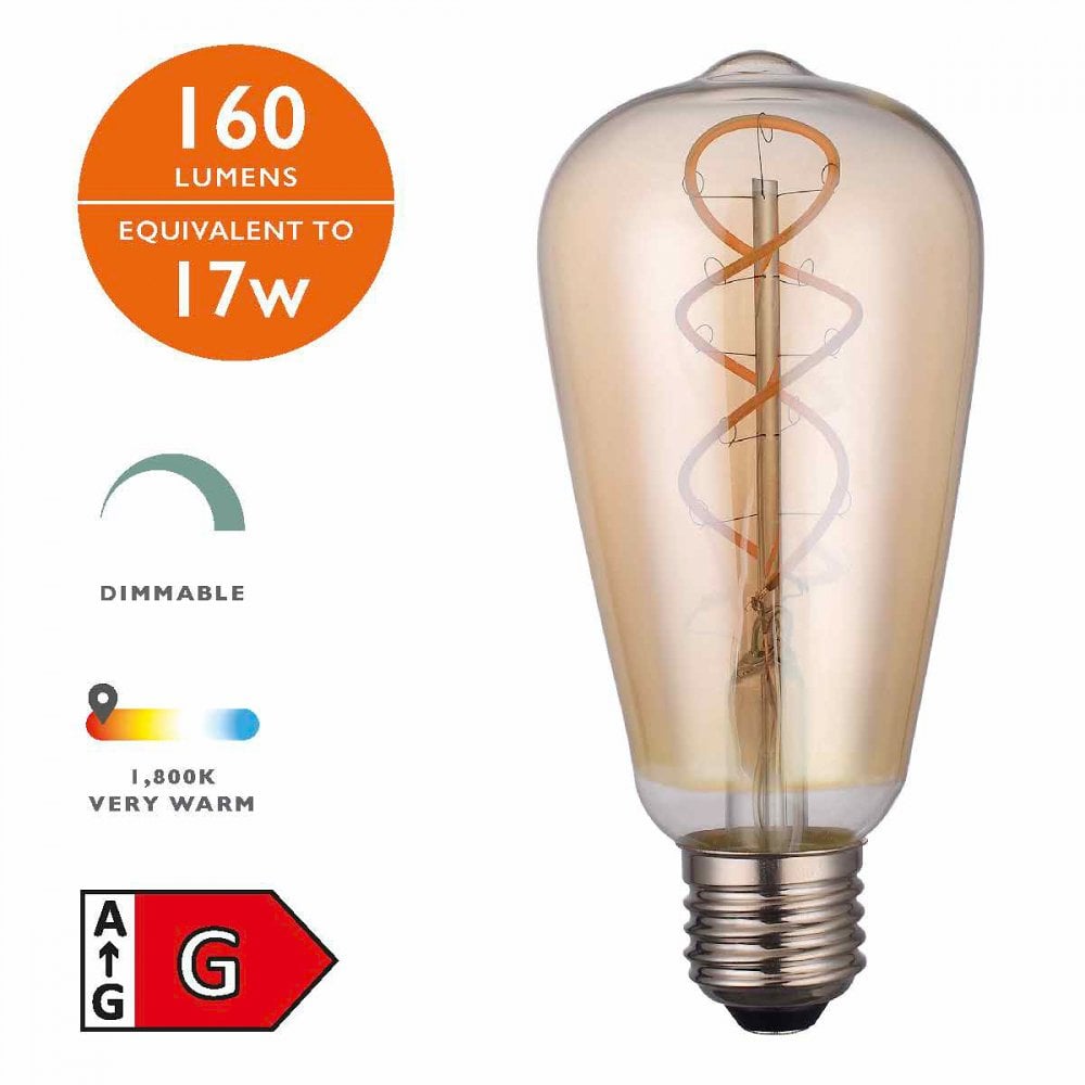 BUL-E27-LEDV-2-I E27 Vintage Rustika 4w LED Single Bulb Very Warm Dimmable