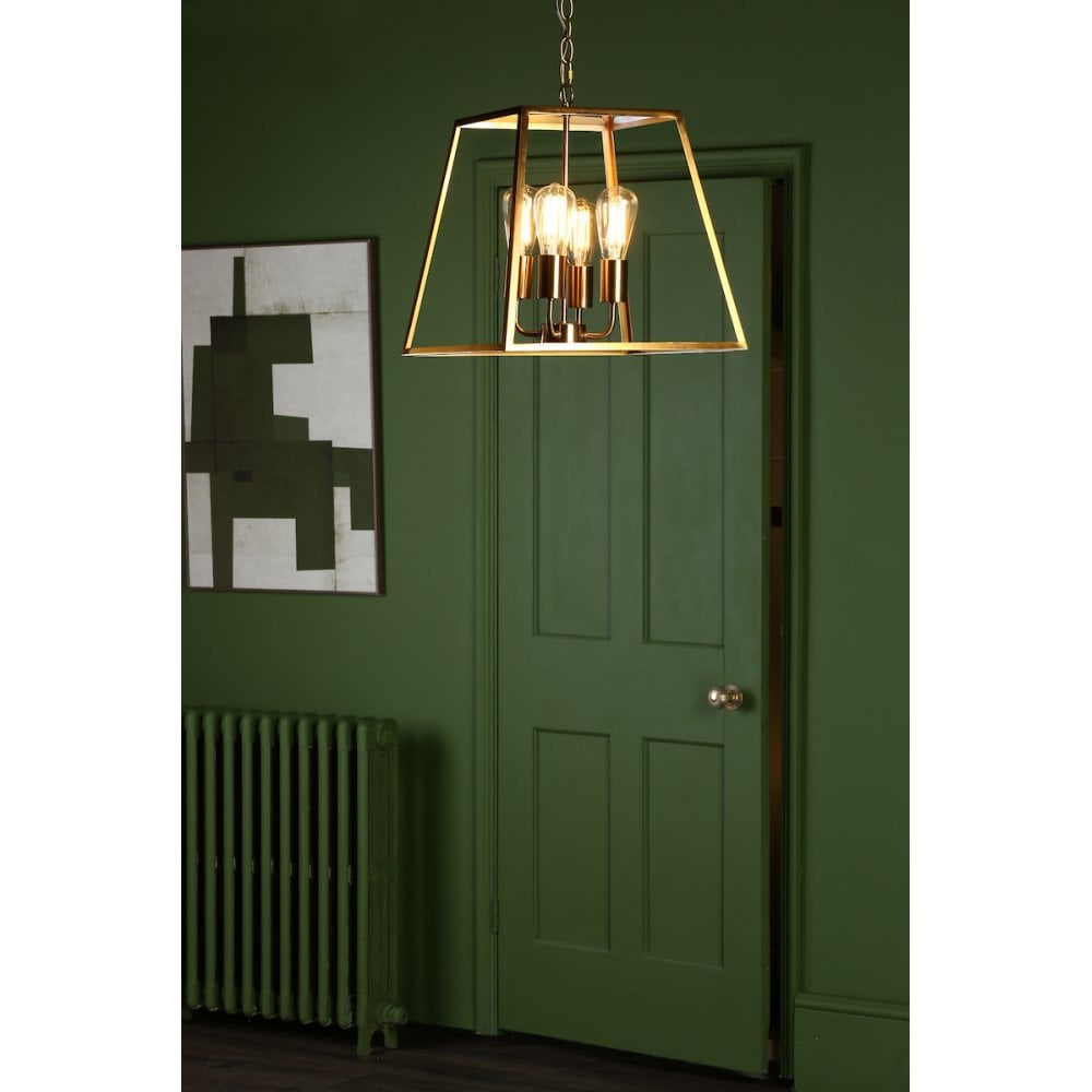 ACA8635 Academy 4 Light Lantern Natural Brass
