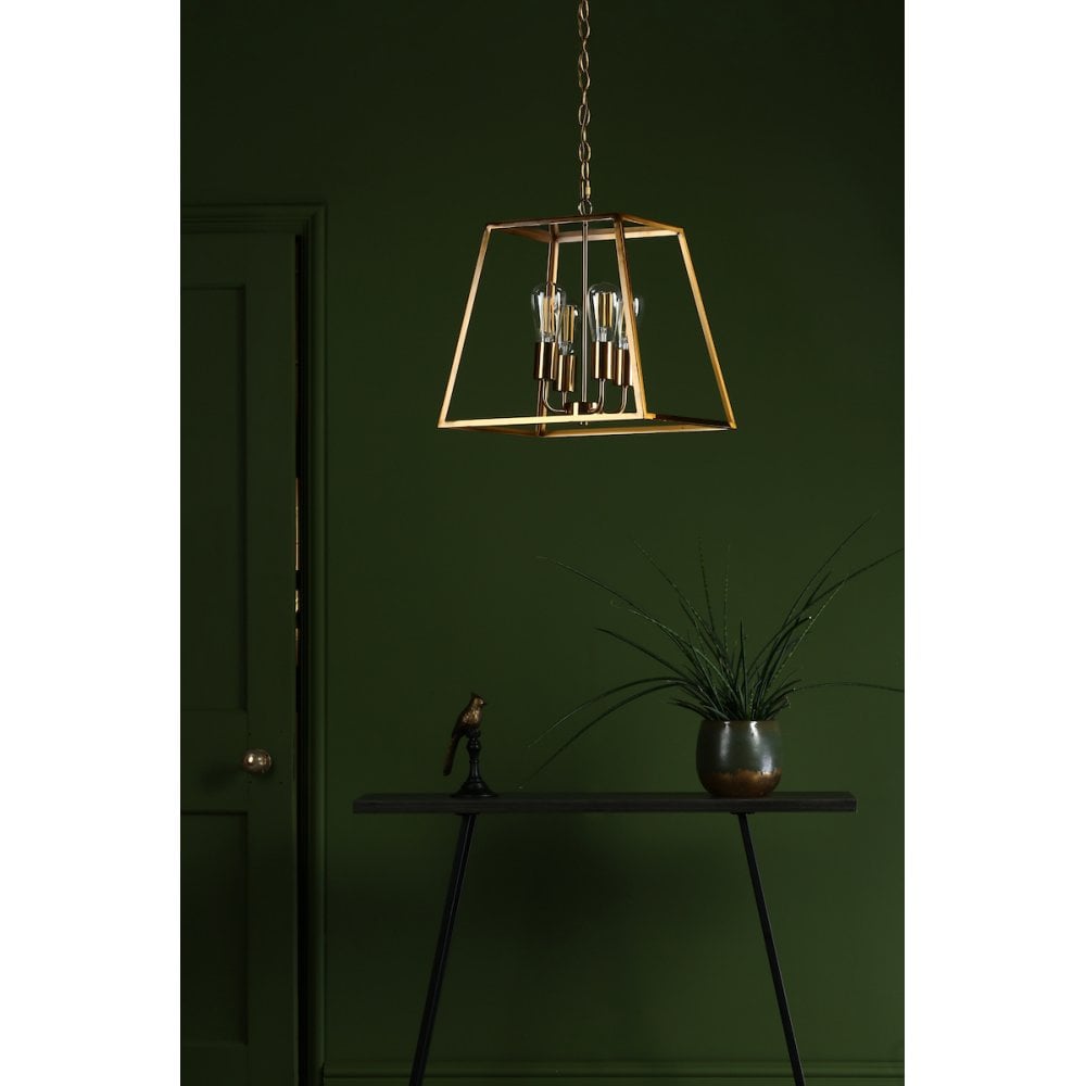 ACA8635 Academy 4 Light Lantern Natural Brass
