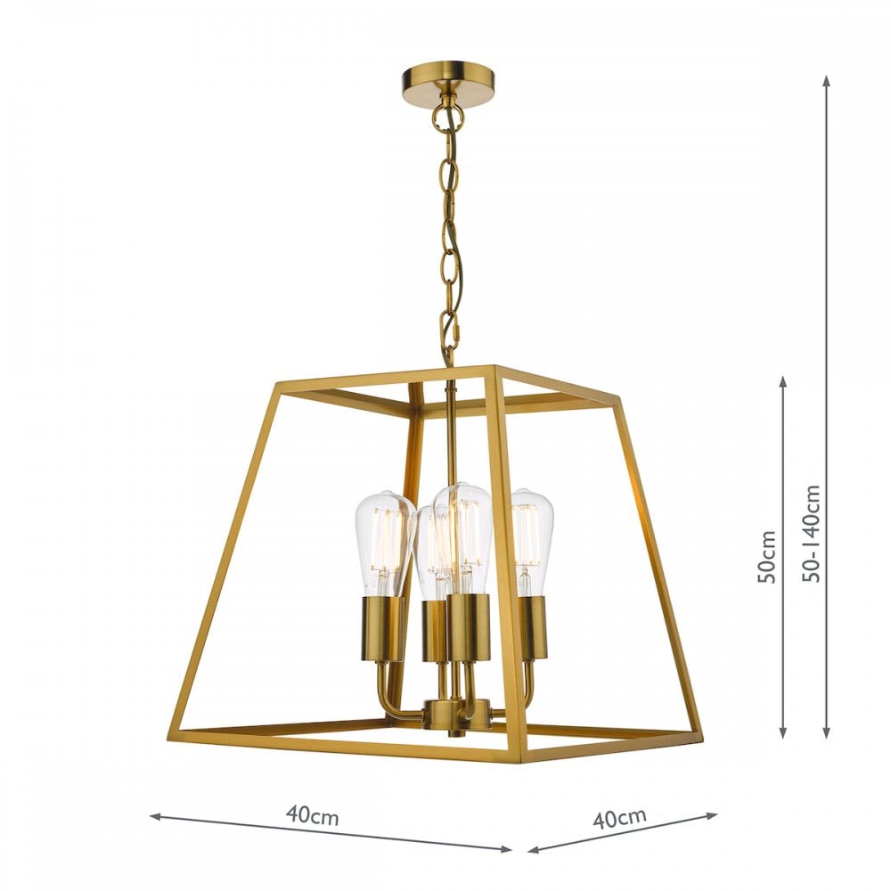 ACA8635 Academy 4 Light Lantern Natural Brass