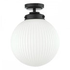 ALR0122 Alrik 1 Light Bathroom Flush Matt Black Opal Glass IP44