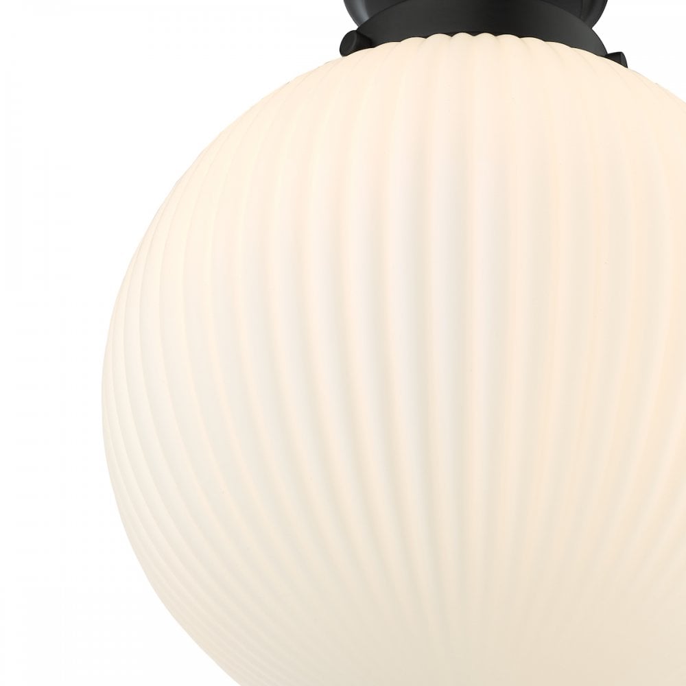 ALR0122 Alrik 1 Light Bathroom Flush Matt Black Opal Glass IP44