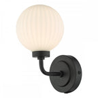 ALR0722 Alrik 1 Light Bathroom Wall Matt Black Opal Glass IP44