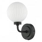 ALR0722 Alrik 1 Light Bathroom Wall Matt Black Opal Glass IP44