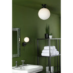 ALR0722 Alrik 1 Light Bathroom Wall Matt Black Opal Glass IP44