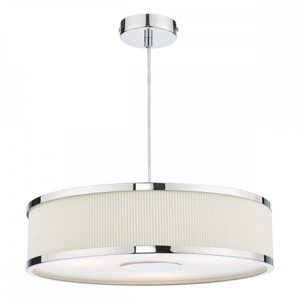ALV1033 Alvaro 3 Light Single Pendant Polished Chrome Ivory
