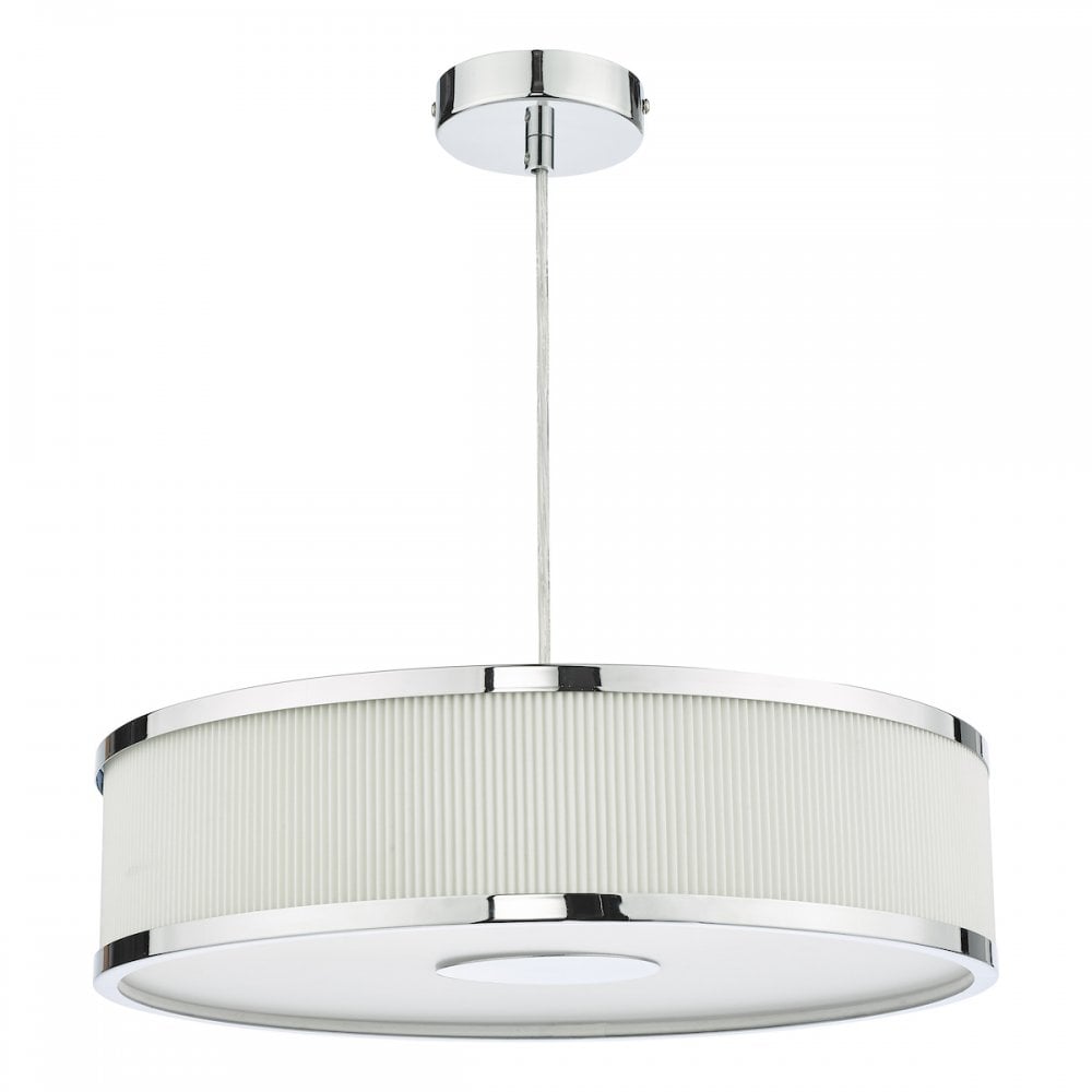 ALV1033 Alvaro 3 Light Single Pendant Polished Chrome Ivory