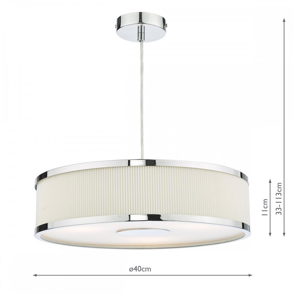 ALV1033 Alvaro 3 Light Single Pendant Polished Chrome Ivory