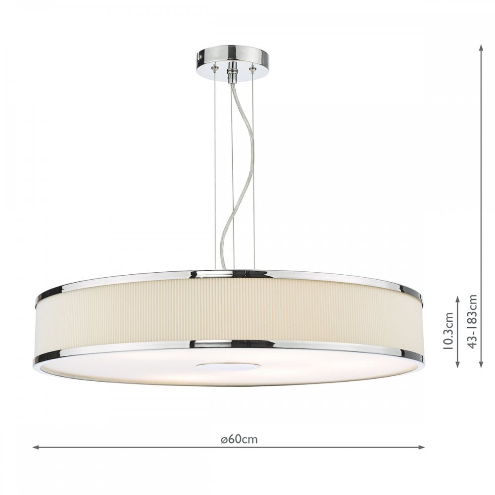 ALV1733 Alvaro 6 Light Single Pendant Polished Chrome Ivory