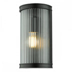 ANU0722 Anund 1 Light Bathroom Wall Matt Black Ribbed Glass IP44