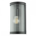 ANU0722 Anund 1 Light Bathroom Wall Matt Black Ribbed Glass IP44