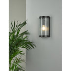 ANU0722 Anund 1 Light Bathroom Wall Matt Black Ribbed Glass IP44