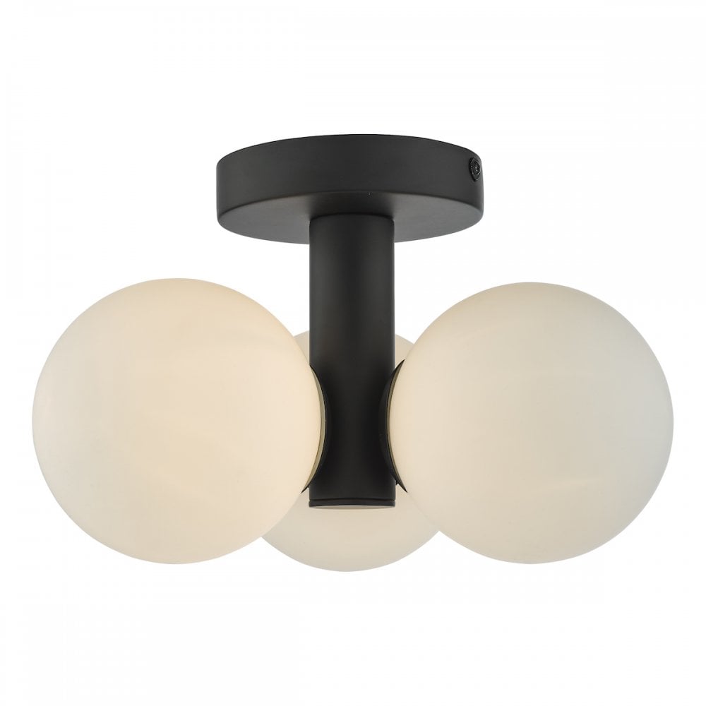 BLA5322 Blake 3 Light Semi Flush Matt Black Opal Glass