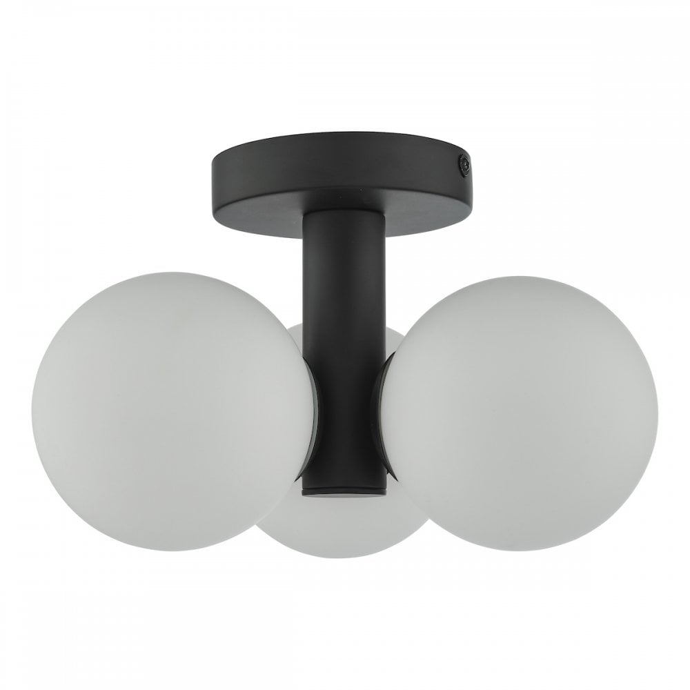 BLA5322 Blake 3 Light Semi Flush Matt Black Opal Glass