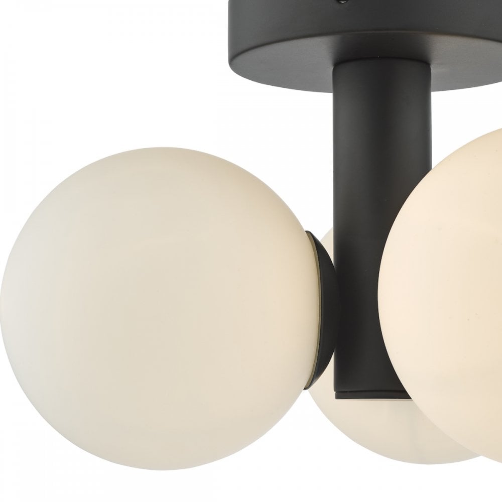 BLA5322 Blake 3 Light Semi Flush Matt Black Opal Glass
