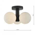 BLA5322 Blake 3 Light Semi Flush Matt Black Opal Glass