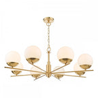 BOM0835 Bombazine 8 Light Pendant Natural Brass Opal Glass