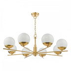 BOM0835 Bombazine 8 Light Pendant Natural Brass Opal Glass