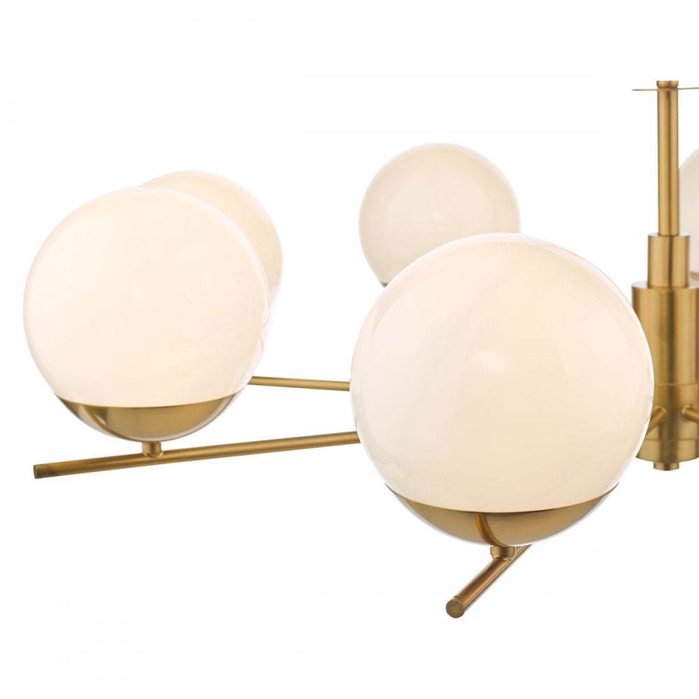 BOM0835 Bombazine 8 Light Pendant Natural Brass Opal Glass
