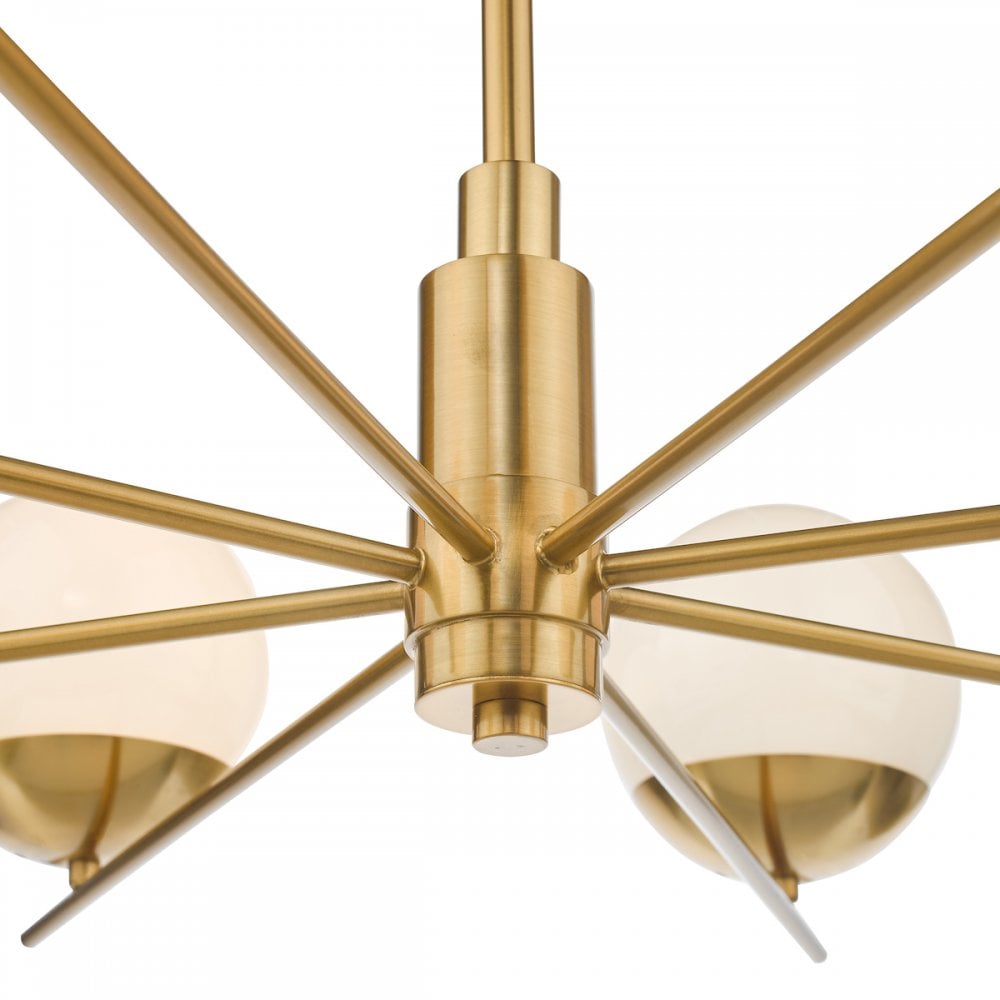 BOM0835 Bombazine 8 Light Pendant Natural Brass Opal Glass