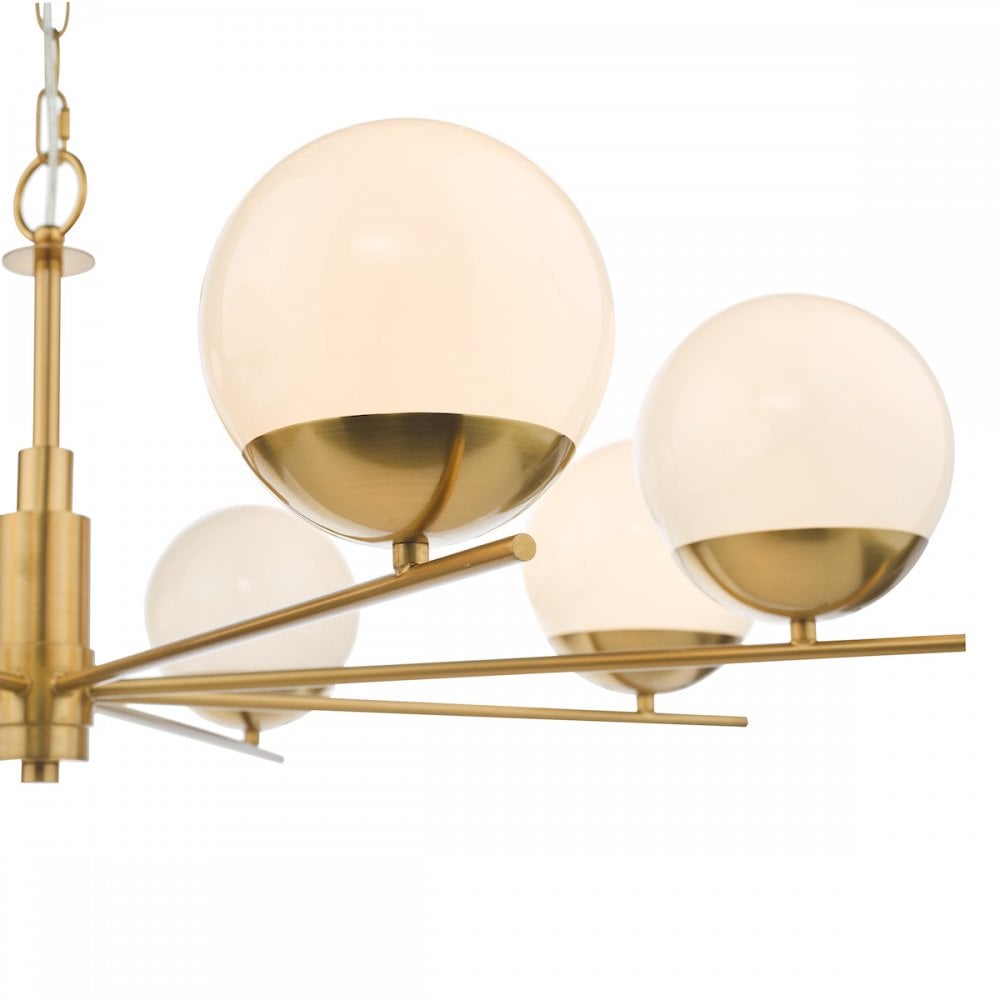BOM0835 Bombazine 8 Light Pendant Natural Brass Opal Glass