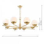 BOM0835 Bombazine 8 Light Pendant Natural Brass Opal Glass