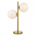 BOM4235 Bombazine 2 Light Table Lamp Natural Brass Opal Glass