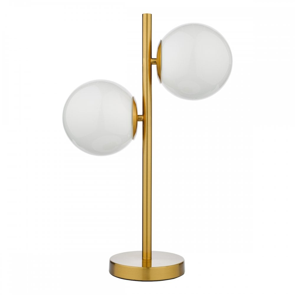 BOM4235 Bombazine 2 Light Table Lamp Natural Brass Opal Glass