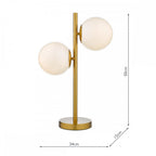 BOM4235 Bombazine 2 Light Table Lamp Natural Brass Opal Glass