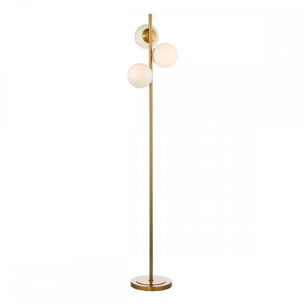 BOM4935 Bombazine 3 Light Floor Lamp Natural Brass Opal Glass