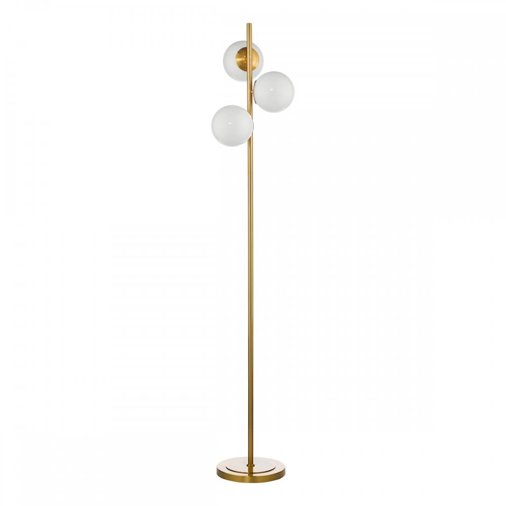 BOM4935 Bombazine 3 Light Floor Lamp Natural Brass Opal Glass