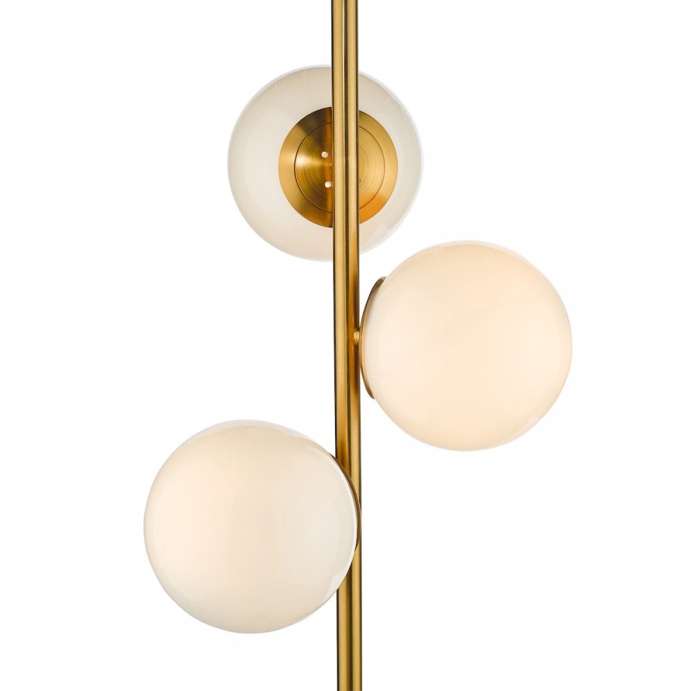 BOM4935 Bombazine 3 Light Floor Lamp Natural Brass Opal Glass