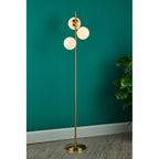 BOM4935 Bombazine 3 Light Floor Lamp Natural Brass Opal Glass