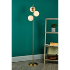BOM4935 Bombazine 3 Light Floor Lamp Natural Brass Opal Glass