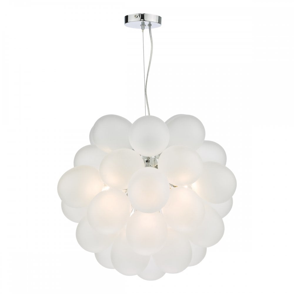 BUB0602 Bubbles 6 Light Pendant Polished Chrome Frosted Glass