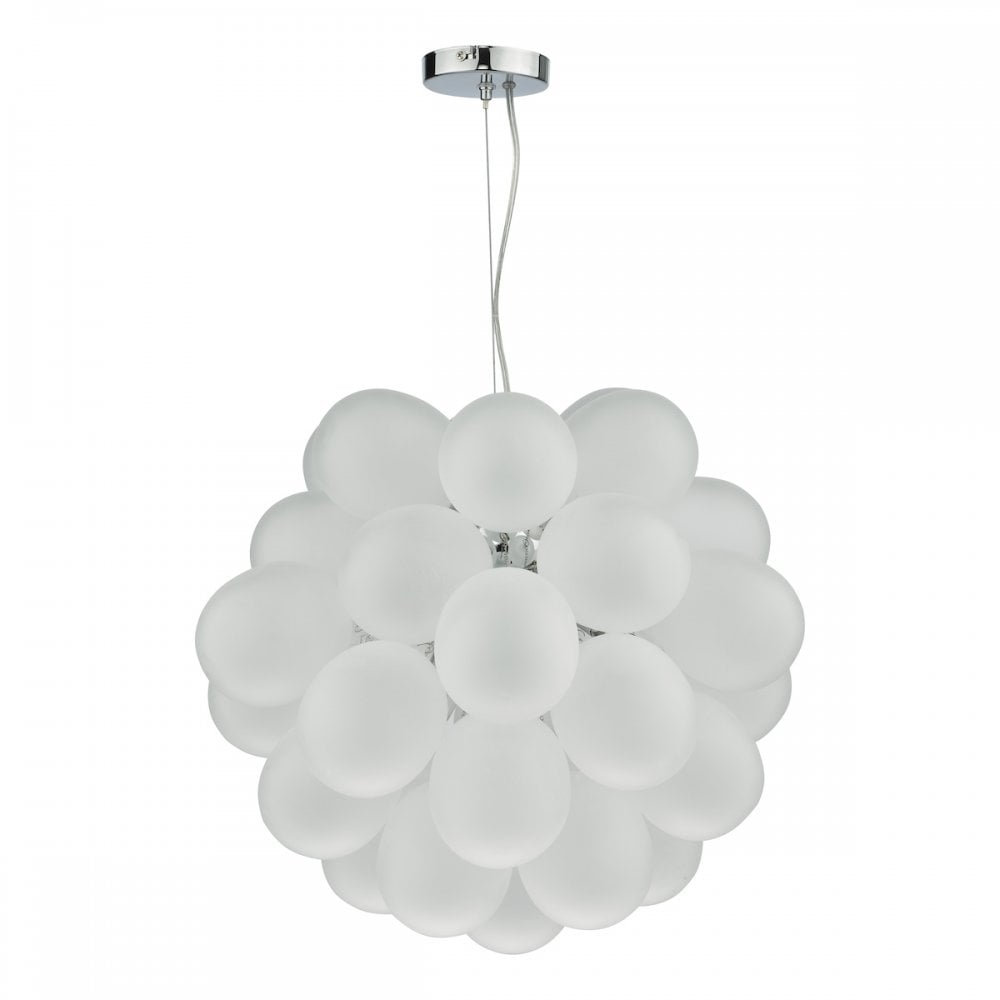 BUB0602 Bubbles 6 Light Pendant Polished Chrome Frosted Glass