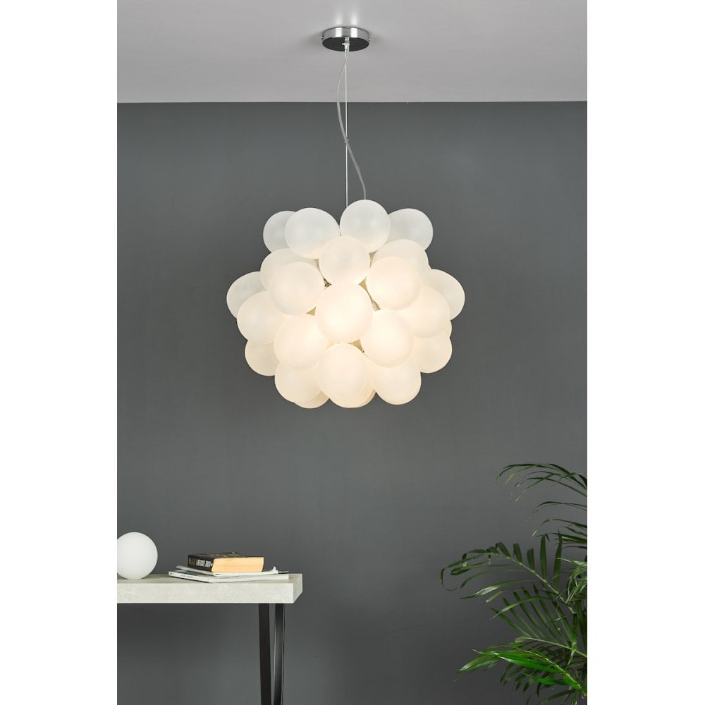 BUB0602 Bubbles 6 Light Pendant Polished Chrome Frosted Glass