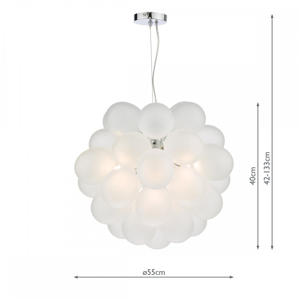 BUB0602 Bubbles 6 Light Pendant Polished Chrome Frosted Glass