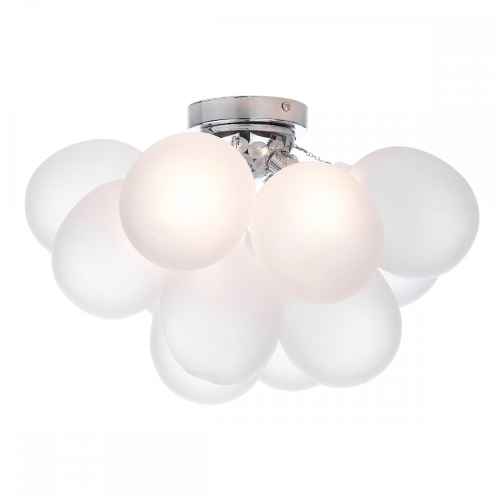 BUB5202 Bubbles 4 Light Flush Polished Chrome Frosted Glass