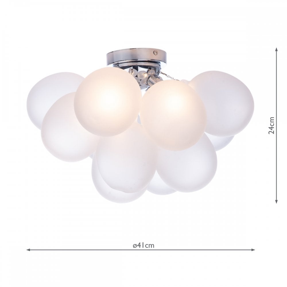 BUB5202 Bubbles 4 Light Flush Polished Chrome Frosted Glass