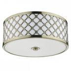 CIV5275 Civic Small 2 Light Flush Ceiling Light Antique Brass Frosted Glass