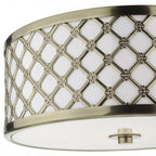 CIV5275 Civic Small 2 Light Flush Ceiling Light Antique Brass Frosted Glass